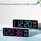 Large LED Digital Wall Clock – With Temperature, Humidity & Week Display