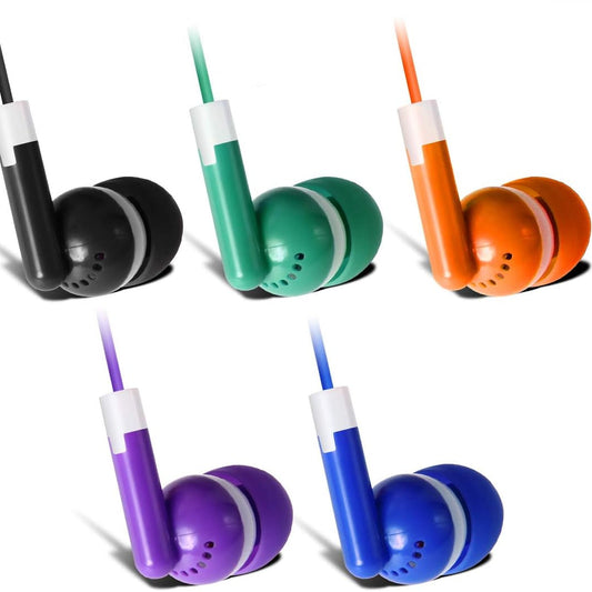 Bulk Earbuds 50 Pack for Classroom -  Wholesale Earbuds Headphones Wired Stereo Earphones Multi Color for Kids Toddlers Teen at School Library Room Homeschool Online Teaching