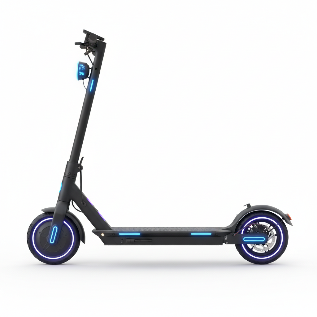 Ramzel Pro Electric Scooter 350W side profile view with LED lights